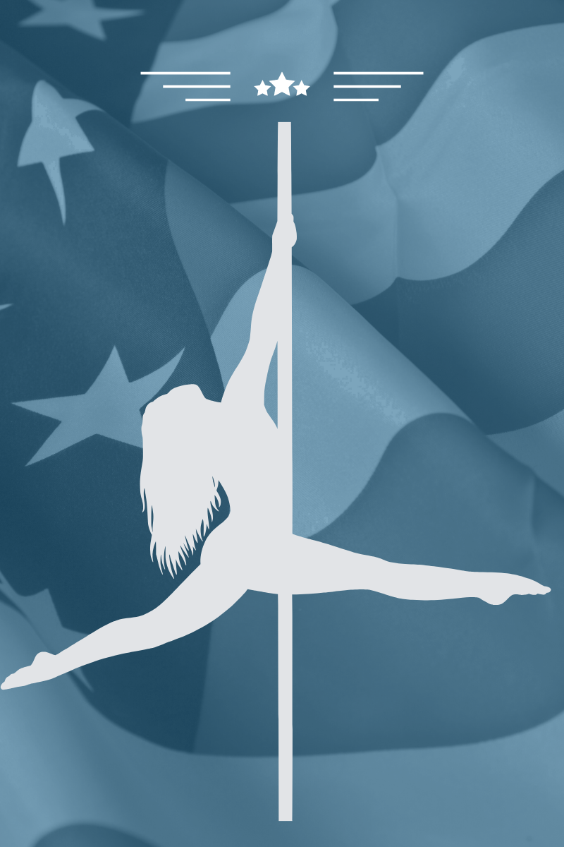 Pole Dancer in Front of American Flag - Celebrating Freedom to Express our Sensuality through Dance