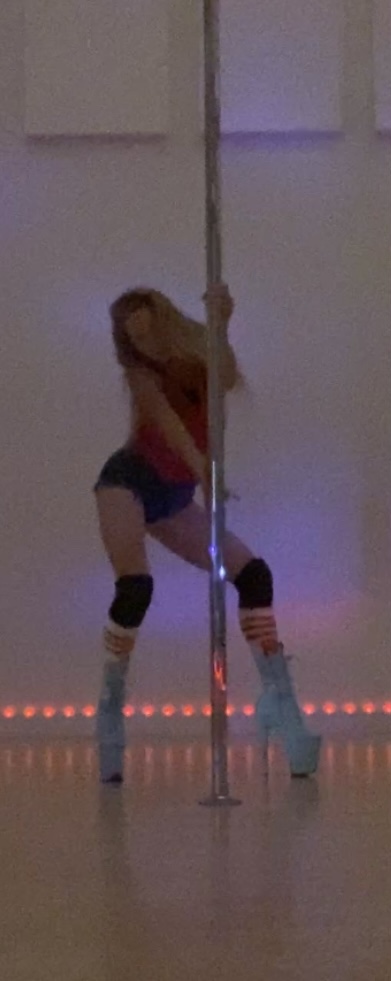 All American Pole Dancer Wearing Red, White and Blue